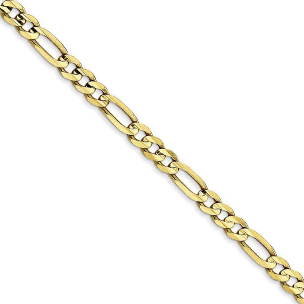 4mm, 10k Yellow Gold, Concave Figaro Chain Necklace, 22 Inch